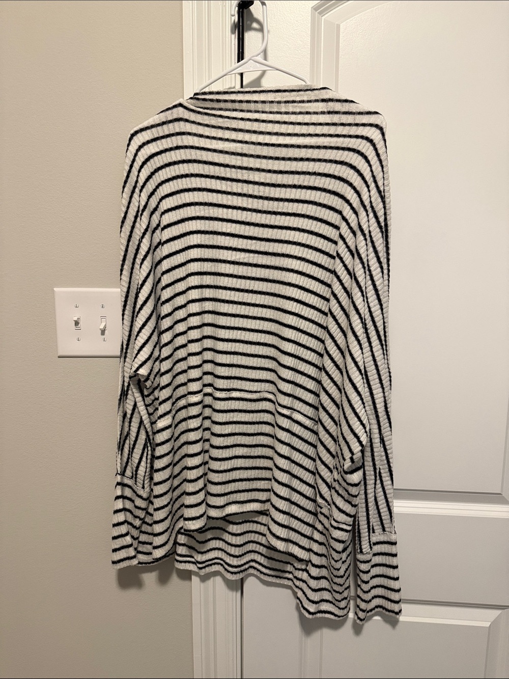 Maurices Black and White Striped Off-the-Shoulder Sweater